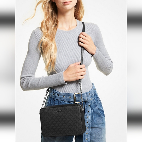 MICHAEL KORS Jet Set Large Printed Logo Crossbody Bag NWT - Picture 3 of 13